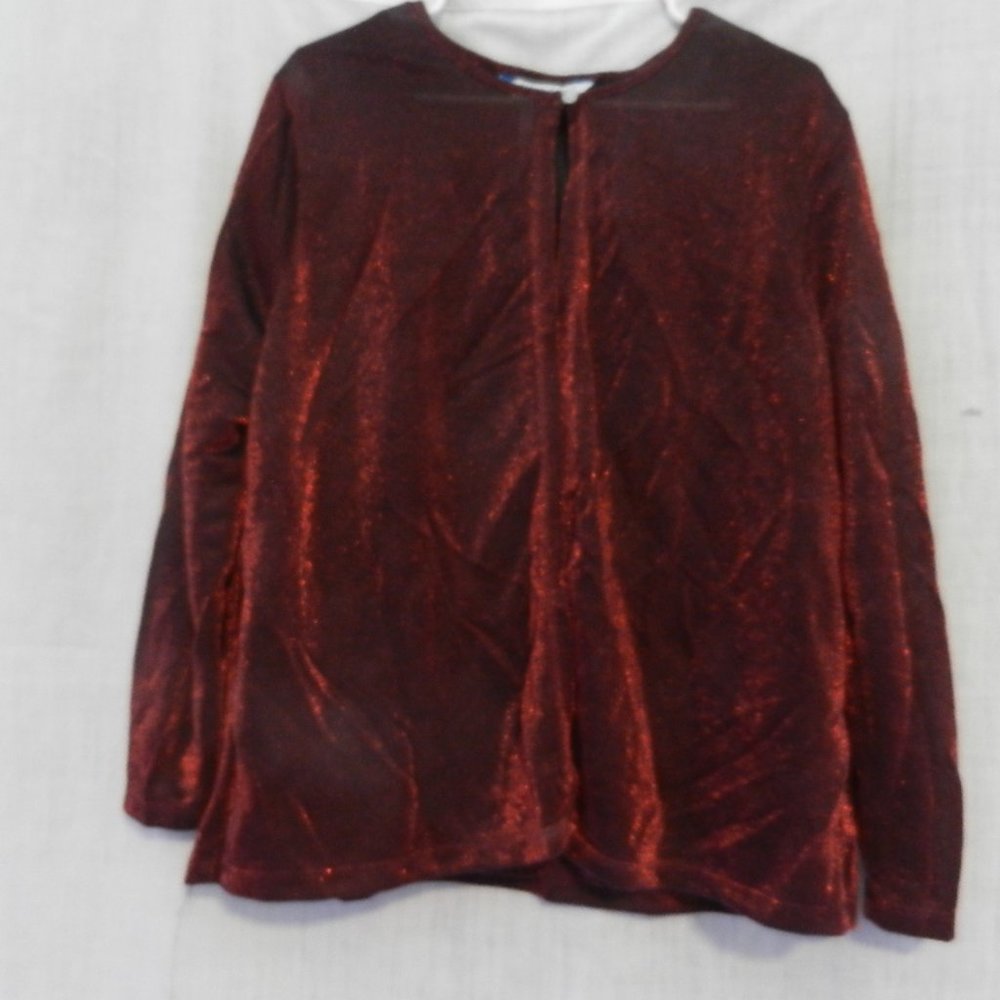 Fancy Black / red Blouse with bronze sparkles - layered 22W